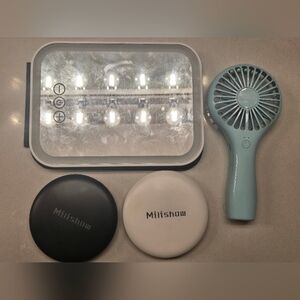 Makeup Mirrors and Handheld Fan Bundle includes 5 pieces